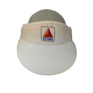 Citgo Gas Sun Visor Slideback Hat White Heavy Stains Embroidered
